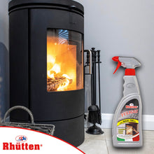 Carica l'immagine nel visualizzatore di Gallery, Rhütten Fuliggi Stop Spray Schiuma 750 ml, Pulitore Vetri per Camini, Stufe a Legna e a Pellet, Rimuove Fuliggine e Nero