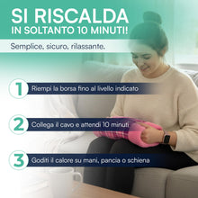 Carica l'immagine nel visualizzatore di Gallery, TEMPO DI SALDI Borsa Acqua Calda Elettrica 27x20 cm con rivestimento Peluche Ricaricabile in 10 Minuti, Scaldamani Elett