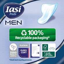 Carica l'immagine nel visualizzatore di Gallery, IASI MEN Super, Livello di Protezione 3, Scudi Assorbenti per perdite urinarie maschili lievi e moderate, 10 Unità