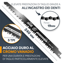 Carica l'immagine nel visualizzatore di Gallery, BAURIX® Lame per Sega a Gattuccio 5 Pezzi 240 mm – Legno, 5 TPI