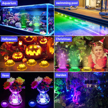 Carica l'immagine nel visualizzatore di Gallery, 2 Pezzi di Luci LED Sommergibili con Telecomando a Batteria, Luci Impermeabili RGB Multi Colore per Piscina, Base per Va