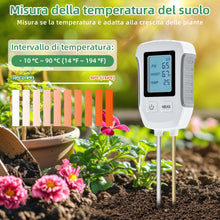 Carica l'immagine nel visualizzatore di Gallery, Mcbazel Misuratore PH del Suolo 3 in 1, Test del Suolo a Base Acida Rilevamento Temperatura umidità Tester di umidità co