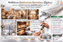 Carica l'immagine nel visualizzatore di Gallery, Cavo Piattina Trasparente 2x0,50 mm² SOTTILE – Matassa 10 Metri – Rame Puro – Ideale per Lampade, Lumi e Lampadari – 250