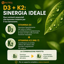 Carica l'immagine nel visualizzatore di Gallery, NutrexLab –Vitamina D3 K2 Integratore - 365 Microcompresse 1 Anno di Scorta, Vitamina D 2000 UI e Vitamina K MK-7 100µg 