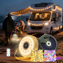 Carica l'immagine nel visualizzatore di Gallery, Luci Campeggio Retrattili 10 m, Telecomando, Ricarica USB-C/Solare