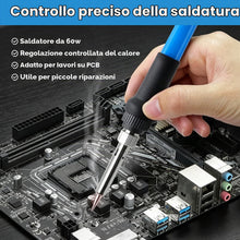 Carica l'immagine nel visualizzatore di Gallery, Kit Saldatore a Stagno 60W 9 Pezzi, temperatura regolabile 200-450°C con 5 punte supporto stagno e spugna, per riparazio