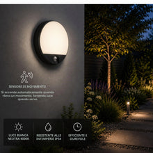 Carica l'immagine nel visualizzatore di Gallery, Lampada con Sensore di Movimento PIR 140°/9m Luce LED Bianco Neutro 4000K 1100lm 15W Luce Esterna con Sensore di Movimen