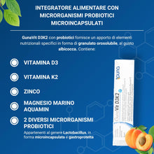 Carica l'immagine nel visualizzatore di Gallery, Guna GunaVit D3K2 con Microrganismi Probiotici MIcroincapsulati - 30 Bustine - Integratore Alimentare con Edulcoranti a 