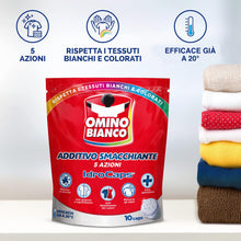 Carica l'immagine nel visualizzatore di Gallery, Omino Bianco Additivo Lavatrice Totale 5 Azioni in 1 Idrocaps, 10 Caps x 4