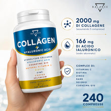 Load image into Gallery viewer, COLLAGENE IDROLIZZATO 2000MG - 240 COMPRESSE | Collagene e Acido Ialuronico, Coenzima Q10, Vitamina C, Biotina e Zinco