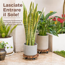 Carica l'immagine nel visualizzatore di Gallery, Bamworld Porta Piante da Interno con Ruote – Set di 2 Basi Rotonde in Legno per Vasi Grandi, Pedana Mobile per Interno e