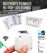 Carica l'immagine nel visualizzatore di Gallery, Ricevente Centralina Radio Universale 2 CH FISSO E ROLLING CODE 433 868 MHZ AC/DC