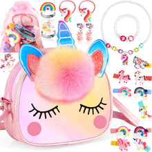 Carica l'immagine nel visualizzatore di Gallery, ZLPBAO 20pc Unicorno Bambina Regalo, Regalo Bambina 3 4 5 6 Anni Unicorno Regalo Borsetta Set per Capelli Mollette Ragazze Arcobaleno Collana Bracciale Anello Orecchino Travestimenti e Giochi di Ruolo