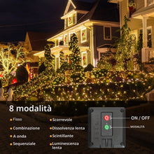 Carica l'immagine nel visualizzatore di Gallery, Catena luminosa solare per esterni, [3 confezioni] 17M 150 LED Luci solari a catena IP65 impermeabili 8 modalità filo di