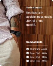 Carica l'immagine nel visualizzatore di Gallery, Fullmosa Cinturino Acciaio per Apple Watch 44mm 46mm 49mm 45mm 40mm 42mm