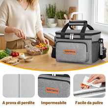 Carica l'immagine nel visualizzatore di Gallery, Borsa Frigo 12L con Tracolla,Piccola e Pieghevole,Impermeabile, Grigo