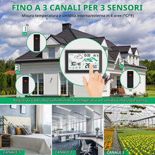 Carica l'immagine nel visualizzatore di Gallery, Stazione Meteo con Sensore Esterno, Termometro Digitale Igrometro per Interni ed Esterni, Schermo LCD con Retroilluminaz