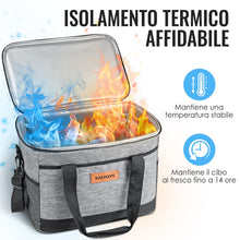 Carica l'immagine nel visualizzatore di Gallery, Borsa Termica 33L con Tracolla,Mantieniti Caldo e Freddo,Impermeabile,Grigo