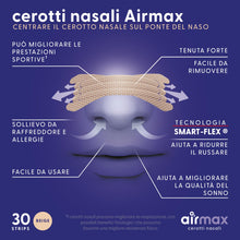 Carica l'immagine nel visualizzatore di Gallery, Air Max cerotti nasali - 30 pezzi Tan extra resistenti - Dormire meglio, anti russamento, allevia la congestione nasale 