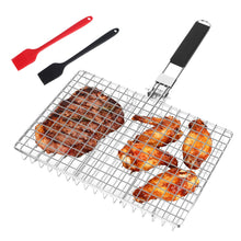 Carica l'immagine nel visualizzatore di Gallery, Cestino da Barbecue Pieghevole,Cestino Portatile per Barbecue con 2 Spazzole in Silicone,Cestello per Griglia in Acciaio