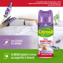 Carica l'immagine nel visualizzatore di Gallery, Citrosil Disinfettante Spray Superfici e Tessuti, essenze di lavanda, 300ml