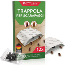 Carica l'immagine nel visualizzatore di Gallery, Pattler Trappole Scarafaggi da Interno – 12 Pezzi. Trappole per Blatte Senza Veleno con Colla ad Alta Tenuta per Elimina