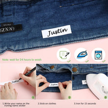 Carica l'immagine nel visualizzatore di Gallery, LEMESO Etichette Adesive Personalizzate Termoadesive per Asilo con Penna 7 m x 1,6 cm Scuola per Vestiti Tessuto Ferro da Stirare