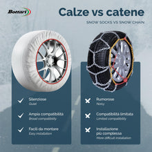 Carica l'immagine nel visualizzatore di Gallery, Bottari Calze da Neve Snow Socks Omologate Italia, Taglia XL, Bianco, Catene da Neve Tessili per R14 - R21 (Misure per P