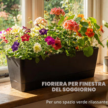 Carica l'immagine nel visualizzatore di Gallery, Bamworld 3 Vasi Rettangolari 42x12 cm, Drenaggio, Nero, Piante Grasse