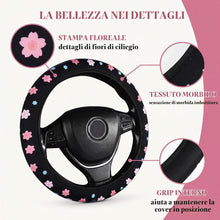Carica l'immagine nel visualizzatore di Gallery, Universale Coprivolante Auto Da Donna Con Grazioso Motivo Floreale, Design Elastico, Antiscivolo