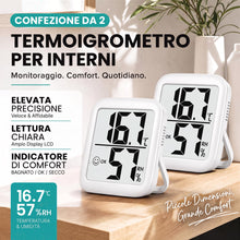 Carica l'immagine nel visualizzatore di Gallery, Antonki 2 Pezzi Termometro Ambiente Interno Igrometro Umidità Casa - Bianco
