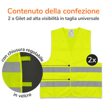 Carica l'immagine nel visualizzatore di Gallery, Upgrade4cars Gilet Rifrangente Auto Set 4 Giallo EN ISO 20471 Accessori