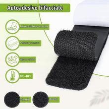 Carica l'immagine nel visualizzatore di Gallery, VynyQoo 12 Sets Autoadesivo Hook Loop, Nastro Adesivo Forte (Nero)