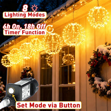 Carica l'immagine nel visualizzatore di Gallery, Yowin 2 Pezzi Luci Natale Esterno 30CM 200 LED Sfere Luminose Natalizie con Trasformatore, Timer, Stella di Natale 8 Mod