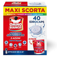 Carica l'immagine nel visualizzatore di Gallery, Omino Bianco Additivo Lavatrice Totale 5 Azioni in 1 Idrocaps, 10 Caps x 4