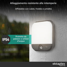 Carica l'immagine nel visualizzatore di Gallery, Oktaplex Cera luce da esterno a parete con sensore LED 19.5 W antracite