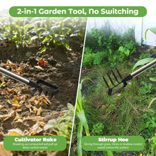 Carica l'immagine nel visualizzatore di Gallery, Strumento da Giardino Zappa per Diserbo con Supporto per Zappa da Giardino con Anello Regolabile, Manico Lungo, 157 cm, 