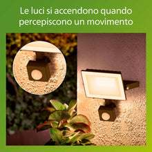 Carica l'immagine nel visualizzatore di Gallery, PHILIPS Lois, Faretto da esterni, Sensore di movimento e crepuscolare, Nero