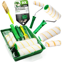 Carica l'immagine nel visualizzatore di Gallery, ToolSpace 9 Pezzi Set - Rullo Pittura Kit 2 x 18 cm con Rulli 2 x 11 cm con Manico - Pennelli Pelo Lungo 2 x 36 mm Vasch