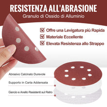 Carica l'immagine nel visualizzatore di Gallery, WORKPRO 150 Pezzi Dischi Abrasivi 125mm, Carta Vetrata per Legno con 8 Fori, Grana 60,80,100,120,150,180,240,320,400,600
