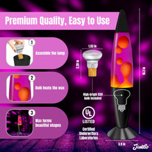 Carica l'immagine nel visualizzatore di Gallery, Jambo 16" Beautiful Lamp- Purple with Yellow/Orange Wax, Relaxing Liquid Lamp for Living Room Office Bedroom Adults Teen