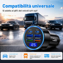 Carica l'immagine nel visualizzatore di Gallery, Caricatore Auto USB C, 4 USB + 2 Type-C con Display Digitale Voltmetro LED