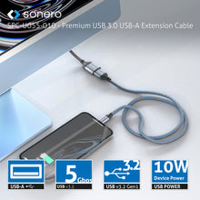 Carica l'immagine nel visualizzatore di Gallery, Sonero® Cavo dati da USB-A a USB-A, cavo di prolunga, cavo USB tipo A, USB 3.0, 5 GB/s, grigio siderale/nero, 0,50 m
