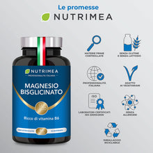 Carica l'immagine nel visualizzatore di Gallery, Magnesio Bisglicinato 1500 mg con Vitamina B6 | 90 Capsule | Nutrimea