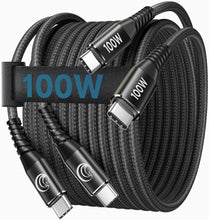 Carica l'immagine nel visualizzatore di Gallery, Cavo USB C USB C 2M, 2Pezzi Cavo USB Type-C 100W, PD Cavo Ricarica Rapida Type C 5A Nylon Cavo TypeC to TypeC per iPhone