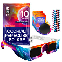 Carica l'immagine nel visualizzatore di Gallery, Occhiali per Eclissi Solare – Certificati ISO 12312-2 e CE, Protezione Sicura per Osservazione del Sole, AAS 2026, Confe