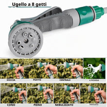 Carica l'immagine nel visualizzatore di Gallery, Avvolgitubo da giardino da 14 m, compatto e portatile, con 8 ugelli regolabili per pistola a spruzzo, avvolgitubo manual
