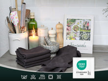 Carica l'immagine nel visualizzatore di Gallery, ZOLLNER 5 strofinacci in cotone - 50x70 cm - canovacci da cucina a righe grigio scuro - assorbenti e robusti - lavabili 