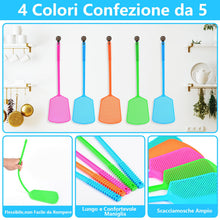 Carica l'immagine nel visualizzatore di Gallery, Scacciamosche,Paletta Mosche in Plastica da 5 Pezzi con Manico Lungo,Controllo dei Parassiti Manuale Scacciamosche,Color