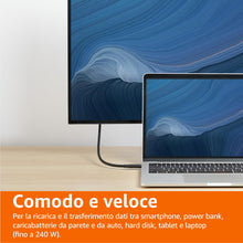 Carica l'immagine nel visualizzatore di Gallery, Amazon Basics Cavo USB4, 80Gbps, 1,5m, 240W, Compatibile con Thunderbolt 3/4, Nero, Video 8K, da USB-C a USB-C, Cavo di 